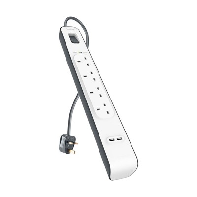 Belkin 4 way surge protection strip - 2M with 2 x 2.4amp usb