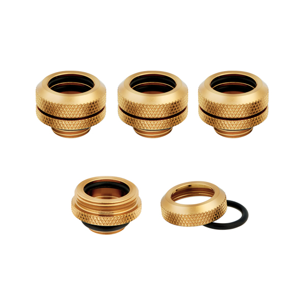 Corsair Hydro X Series XF Hardline 14mm OD Fitting Four Pack - Gold