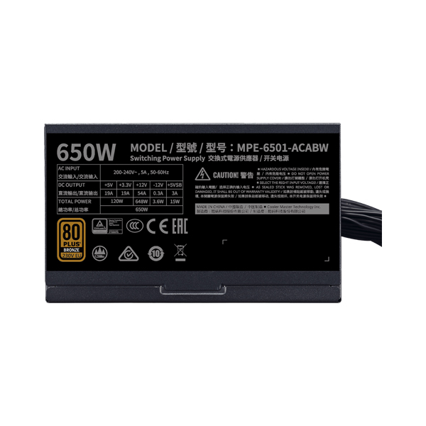 Cooler Master MWE 650 Bronze - V2 230V Power Supply Unit