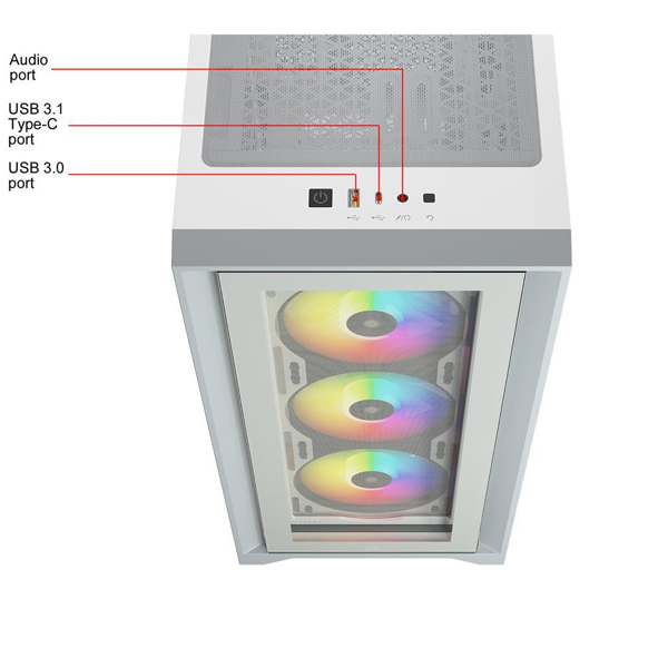 Corsair iCUE 4000X RGB Mid Tower Case - White