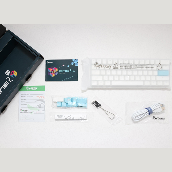 Ducky One 2 Mini V2 White RGB Mechanical Keyboard - Blue Switch