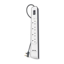 Belkin 4 Way Surge Protection Strip with 2.4 Amp USB Charging - 2M Cord