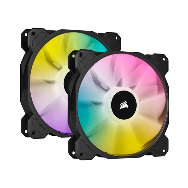 CORSAIR iCUE SP140 RGB ELITE 140mm PWM Dual Fan Kit with Lighting Node Core - Black