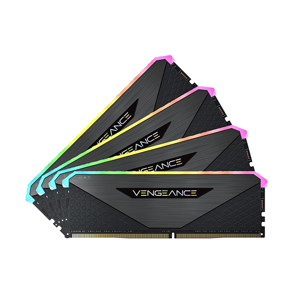 CORSAIR VENGEANCE 64GB(4x16GB) RGB RT DDR4 DRAM 3600MHz C18 Memory Kit – Black