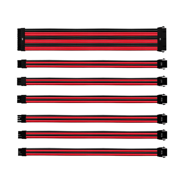 Cooler Master Universal PSU Extension Cable Kit with PVC Sleeve - Red/Black