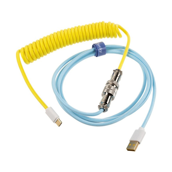 Ducky Premicord USB Type-A to Type-C 1.8m Spiral Cable - Cotton Candy