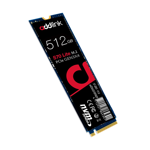 ADDLINK S70 LITE 512GB 2280 PCIe NVMe GEN3X4 (Up to R:3400MB/s , W:2000MB/s) - M.2
