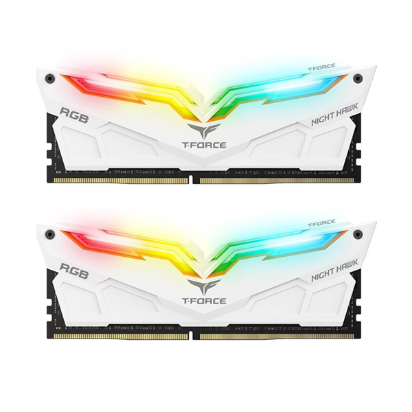 TEAMGROUP T-Force Night Hawk 16GB(2x8GB) RGB DDR4 3600MHz Memory Kit - White